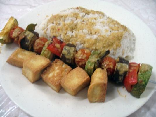 brochettes de légumes à la crème de noix de coco à la coriandre
