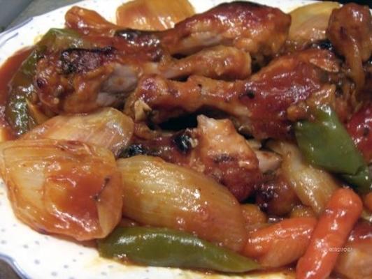 poulet aigre-doux cuit au four avec légumes
