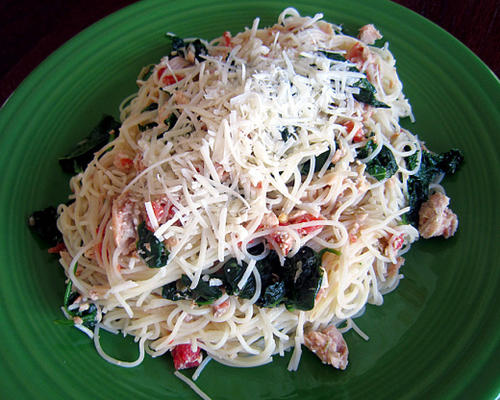 bette à carde et spaghettis