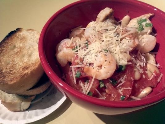 paquets de crevettes et de haricots