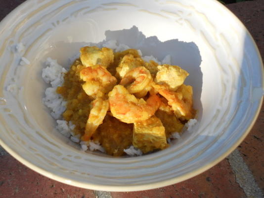 poulet et crevettes au curry