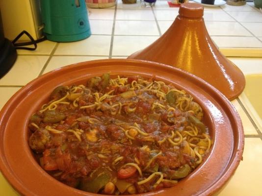 spaghetti et boulettes de dinde à la marocaine
