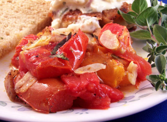 tomates au four avec basilic et bacon