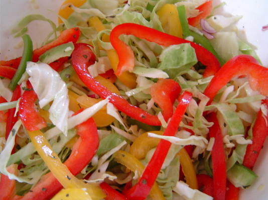 poivron tricolore, salade de chou à l'ananas