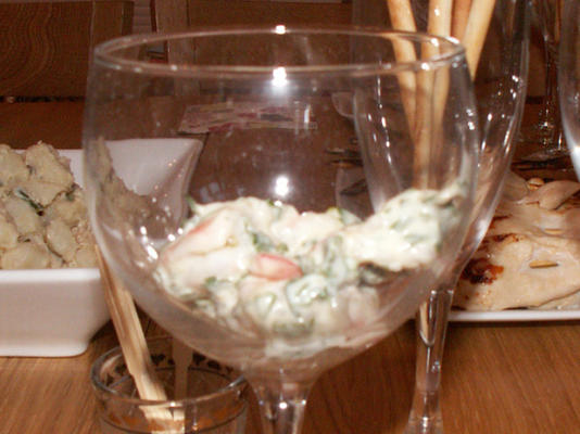 crevettes à la mayonnaise verte