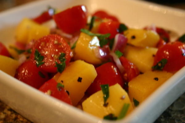 salade de mangue et d'oignon rouge
