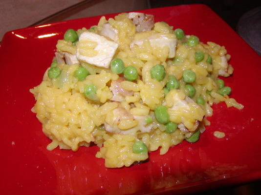 poulet, risotto au safran (faible en gras)
