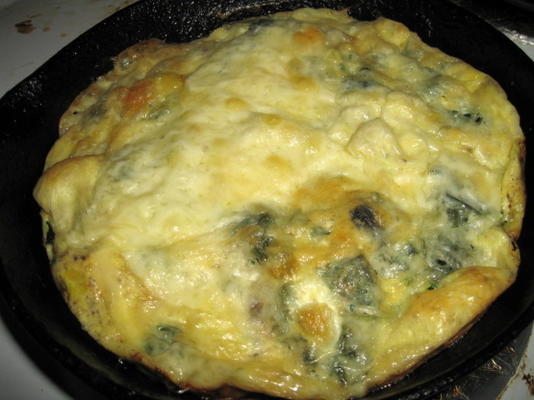 frittata aux épinards, aux champignons et au feta