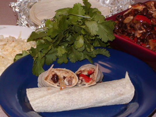 burritos aux champignons et haricots noirs