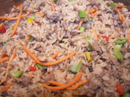 riz simple et hamburger dîner un plat