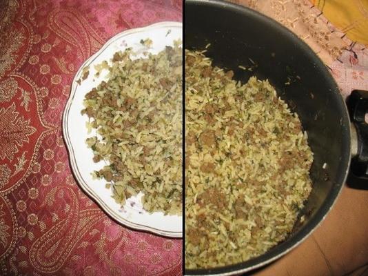 baachsh - plat traditionnel de riz bochari, viande et coriandre