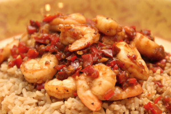 crevettes thaïlandaises au poivron rouge