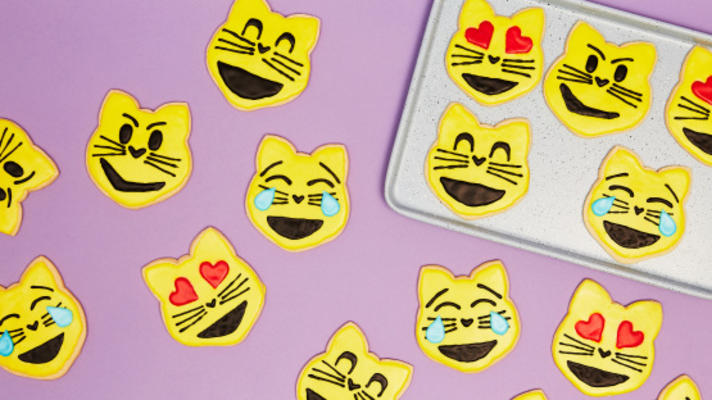 Emoji biscuits au sucre chat
