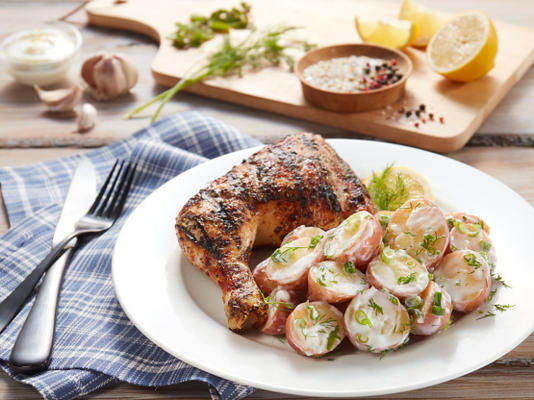 cuisses de poulet à la grecque et salade de pommes de terre