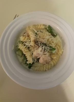 crevettes asperges alfredo pâtes