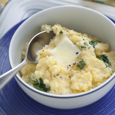 polenta aux épinards et oignons