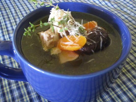 soupe savoureuse à la dinde et aux champignons