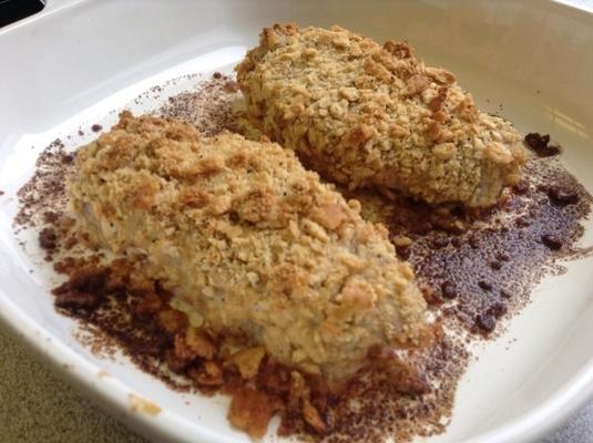 mélange de biscuits magiques sur des côtelettes de porc panées