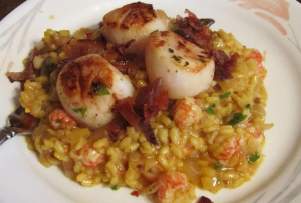 risotto de langostino aux pétoncles poêlés