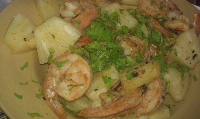 tikka aux crevettes et à l'ananas