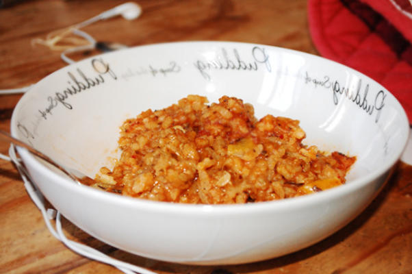 risotto à l'ail et au piment 3 couleurs