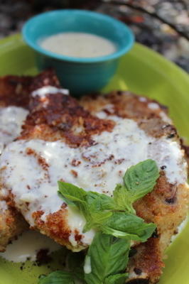 schnitzel de porc avec sauce gouda fumée