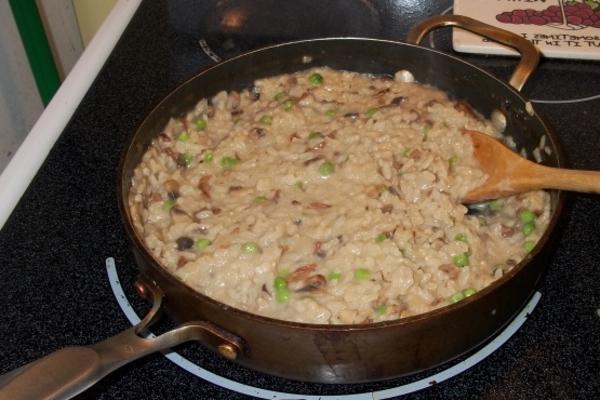 risotto aux champignons sauvages avec petits pois (crevettes aussi!)