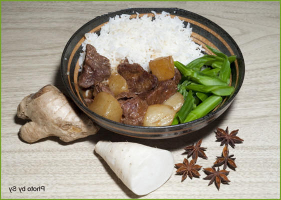 cubes de boeuf avec radis de daikon à la szechuan