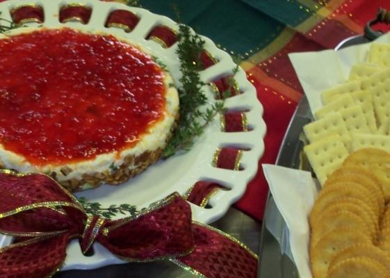 cheddar fort et oignons verts avec confiture de piment