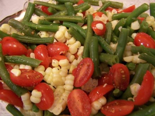 salade de haricots verts, maïs et tomates cerises de jeanne