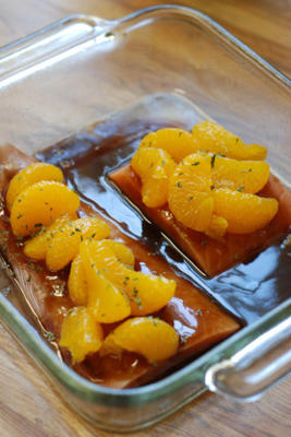 saumon glacé à la mandarine et hoisin