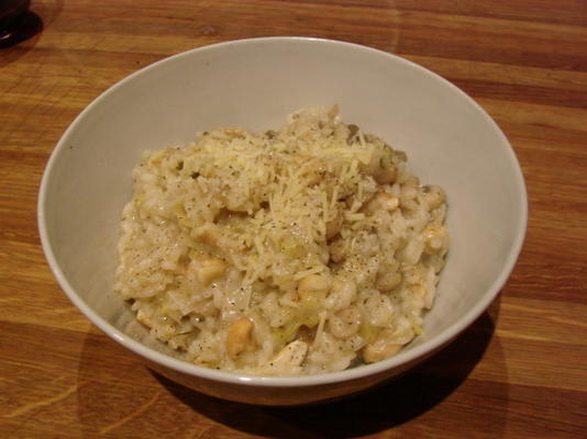 risotto aux champignons, poireaux et noix de cajou