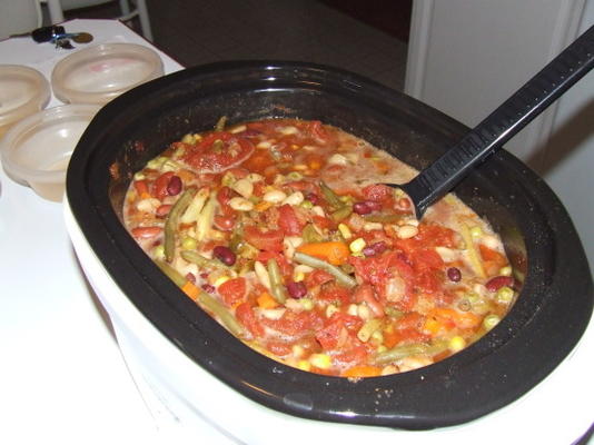 Soupe aux tomates, haricots et légumes épicée de Cheryl - mijoteuse