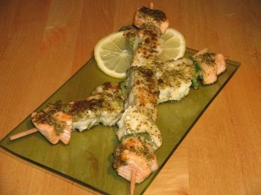 brochettes de poisson au pesto