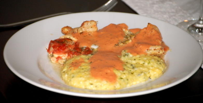 polenta crémeuse au four avec herbes et oignons verts