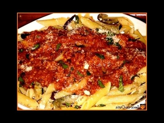 penne d'aubergines sautées à la sauce chili sunburst