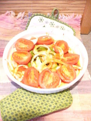 tomates cuites au four catalina roma et oignons vadallia