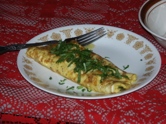 omelette aux crevettes et aux épinards