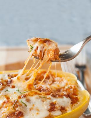 courge spaghetti fourrée à la lasagne