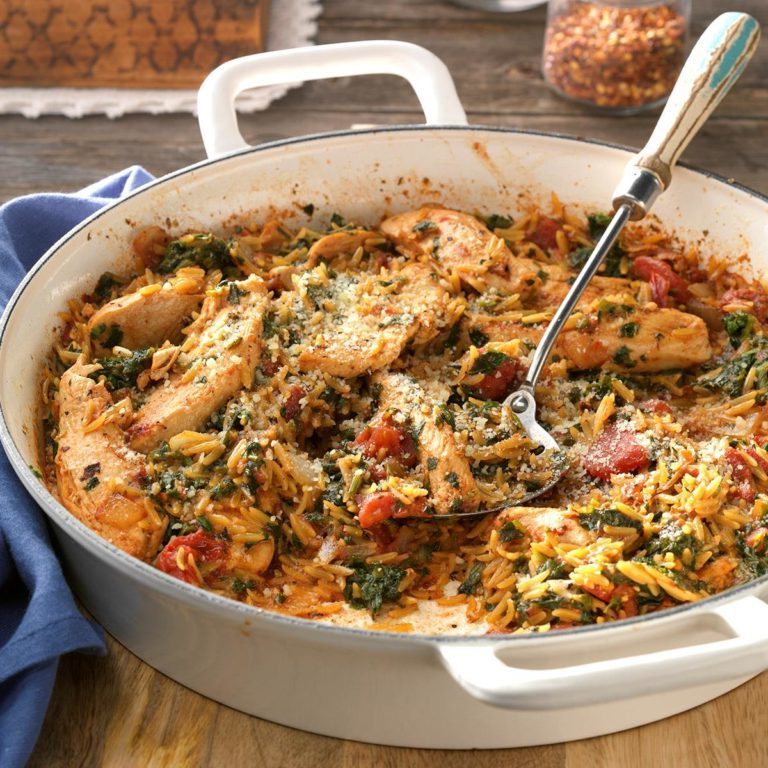 Orzo de poulet aux épinards et tomates Guide Recettes