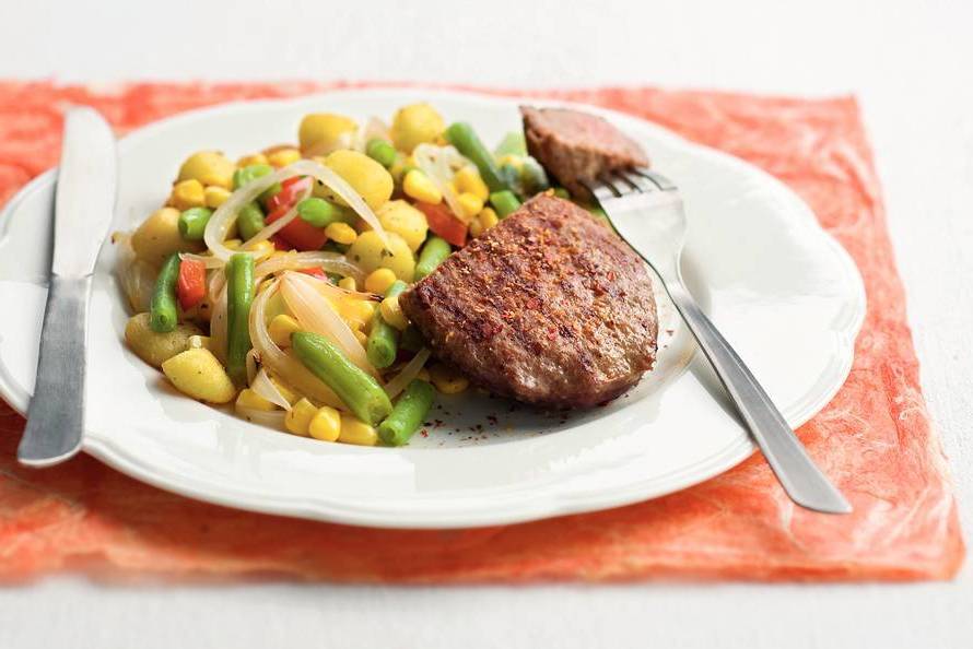 Steak du boeuf épicé aux fruits de mer Guide Recettes
